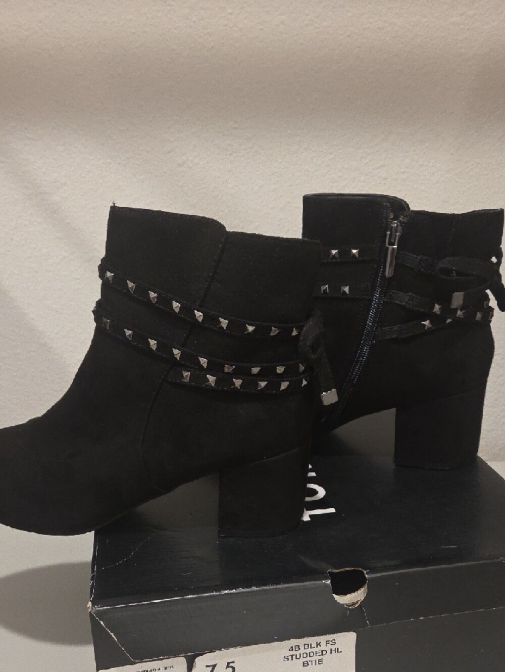 torrid Black Studded Suede Ankle Boots - Picture 4 of 7